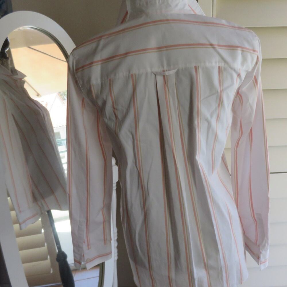 NWT Lafayette 148 New York White Pink Stripe Blouse S Women's - Picture 5 of 11